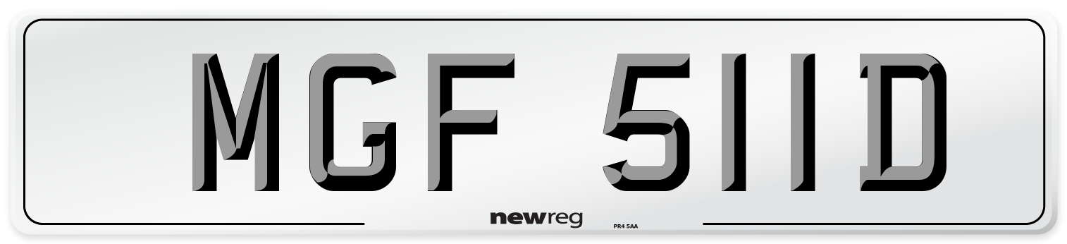 MGF 511D Number Plate from New Reg